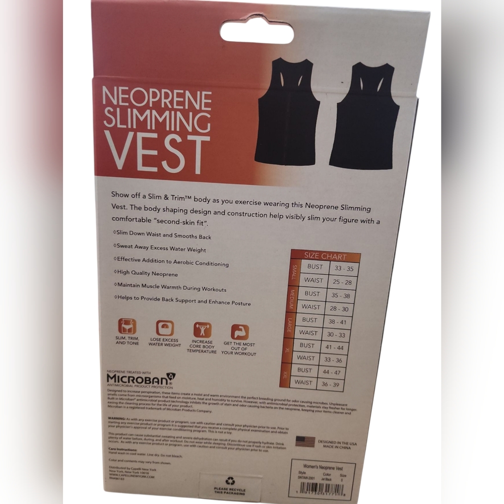 Slim & Trim Neoprene Slimming Vest - Black Sz SMALL - Picture 2 of 7